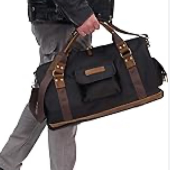 ATHALON | 21" Ponderosa Ballistic & Genuine Leather Duffel Bag - Black - Picture 10 of 10